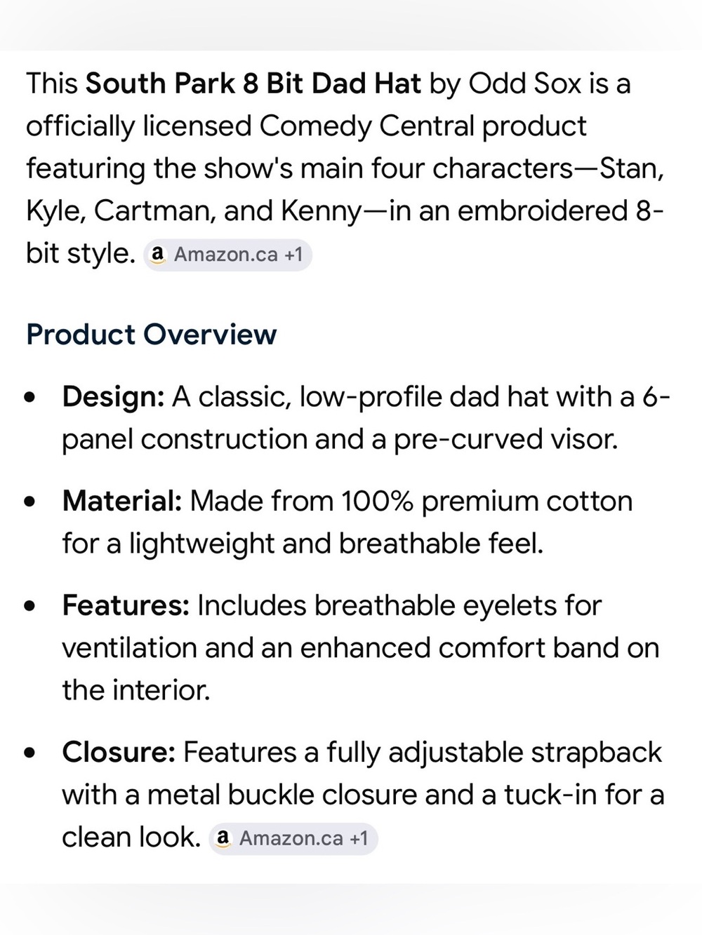 South Park Baseball Cap - Adult Size - Picture 2 of 12